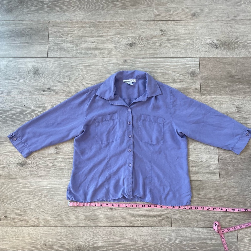 Vintage Anna And Frank Lavender 100% Silk Blouse